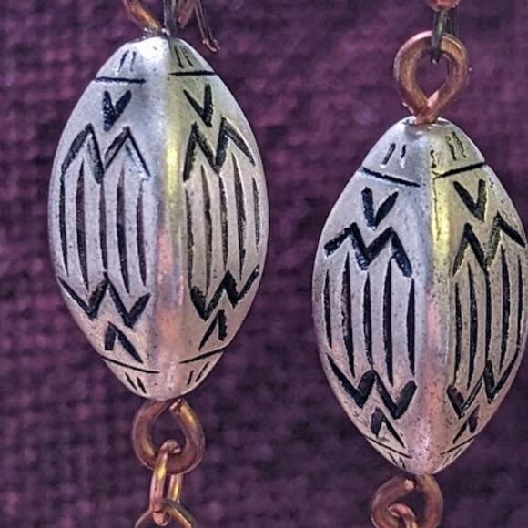 Bold Silver Bohemian Mixed Metal Earrings - Picture 1 of 8